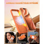 TOCOL Coque pour iPhone 17 Pro Max, Compatible avec MagSafe, Orange | Anneau Magnétique Intégré, Case Silicone Liquide, Protecti