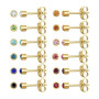 JMFENFA Lot de 12 paires de boucles d'oreilles en acier inoxydable chirurgical plaqué or avec pierre de naissance multicolore et