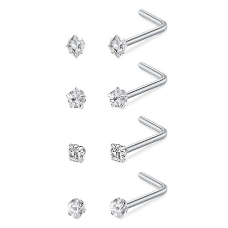 LAURITAMI 20G piercing nez anneaux Mince, Spirale Acier Chirurgical pour piercing nez Fiche Double Anneaux Or Argent Set, Fiche
