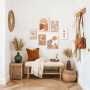 6 Sets of Boho Terracotta Soleil Botanique Tableau Decoration Murale Encadre, Géométrie Lignes Impression sur toile Abstrait Pay