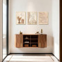 3Pcs Cadre en bois Impression sur Toile Beige Clair et Crème Tableau Silhouette Féminine Peinture Motif Abstrait Neutre Tableau
