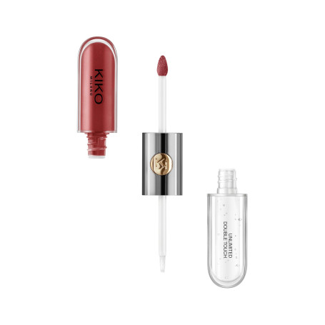 KIKO Milano Unlimited Double Touch - Teinte 106 Satin Ruby Red | Rouge à Lèvres Liquide 2 Étapes | Couleur + Gloss | Tenue 12 He