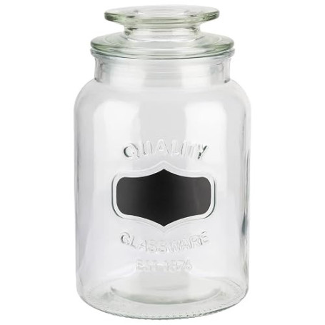 APS Bocal à provisions avec champ d'inscription - Bocal en verre de qualité supérieure pour la conservation, capacité 1,2 litre,
