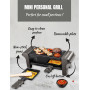 Bestron Appareil a raclette, Mini Grill pour 1 à 2 personnes, avec 2 poêlons et 2 spatules, avec revêtement antiadhésif, 350 Wat