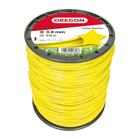 Oregon Fil de débroussailleuse 3 mm Jaune Étoile, 3.0mm x 212m | Coupe herbes hautes, mauvaises herbes, végétation dense, Fil ny