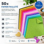 50x Papier pailleté au format A4 : Papier pailleté coloré de 250 g/m² - Idéal pour l'artisanat et la conception créative - Carto