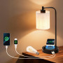 Lampe de Chevet avec Chargeur Sans Fil, USB-C et USB-A, Intensité Variable | Charge sans fil 5 W, USB-C et USB-A, abat-jour en l