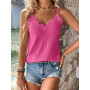 Haibang Debardeur Femme Chic et Élégant Été Top Caraco Dentelle sans Manche Bretelles Spaghetti Haut Sexy Lâche Chemise Oeillet 