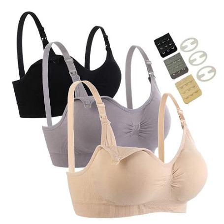 Seitop Lot de 3 soutiens-gorge d'allaitement pour femme, soutien-gorge d'allaitement sans couture