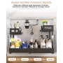 Ornestia Rangement sous Évier en Métal, 2 Niveaux | Tiroir Coulissant, Pour Placard Meuble Cuisine Salle Bain, Réglable en Haute