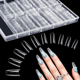 MELLIEX 500 Pièces Faux Ongle Capsule, Français Demi Capsules Ongles (Transparent)