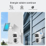 4K Camera Surveillance WiFi Exterieure sans Fil,4 Cam-Kit avec Home Station/Double Objectif/Camera Solaire,360° PTZ Sécurité à D