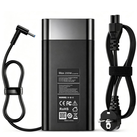 200W Chargeur Alimentation Adaptateur Ordinateur Portable pour HP | Compatible avec HP Omen 15 17, Victus 15 16, Pavilion Gaming