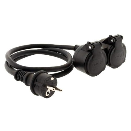Prolongateur à Double tête pour Chantier HO7RN-F 16A 3G1,5mm² - Noir 1m - Zenitech