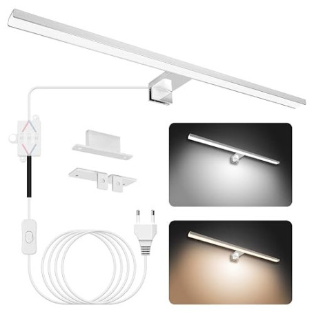 NIORSUN Lampe Miroir Salle de Bain LED 15W 60cm Double Température de Couleur 4000K 6000K, 1500LM Indice D'étanchéité IP44 Appli