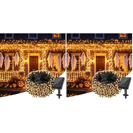 Electight Guirlandes Lumineuses Solaires Étanches - 20m 200 LED, Autonomie 8-10h (Lot de 2)