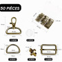 50pcs Mousqueton Sac a Main Couture Accessoires Mercerie Pour Sangle Sacs | Mousqueton Crochets Pivotant Anneaux en D Boucle en