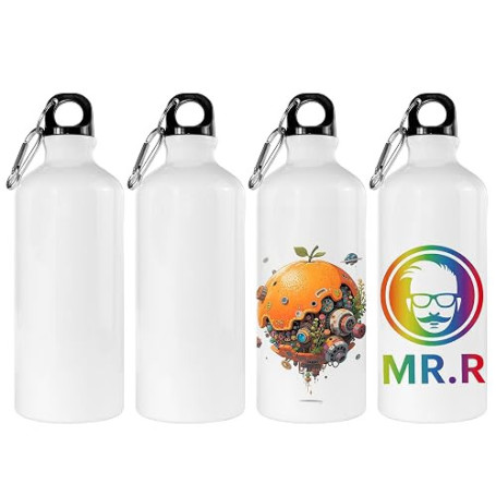 MR.R Lot de 4 bouteilles de sport vierges en aluminium blanc pour sublimation 567 g 600 ml
