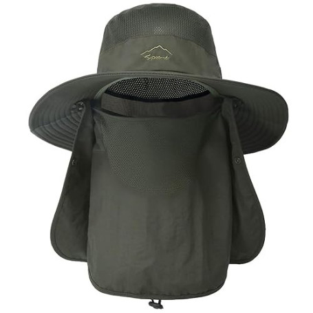 ehsbuy Chapeaux De Pêche pour Hommes Et Femmes Chapeau Randonnée Homme avec Couvre-Visage à Large Bord Chapeau De Soleil De Plag