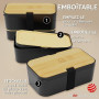 Umami Lunch Box Bento, Tout en-1 avec Couverts, Étanche, Encastrable, | 1500 ml, Premium boîte repas adulte, micro-ondable, 2 po