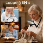 Qivine 3X Loupe de Lecture à Main Libre, Loupe Grossissante avec Lumiere, Col de Cygne Flexible, Légère & Rechargeable Via USB-C