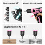 DEKO Caisse a Outil Rose avec Perceuse Visseuse Multifonction Sans Fil 8V, 126 Pièces Malette Outils complete, Ensemble d'Outils
