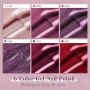 Shining She Vernis Semi Permanent, 6 Couleurs Rose Nude Taupe Bourgogne Rouge Violet Pailleté Gel UV Semi Permanent Soak Off UV/