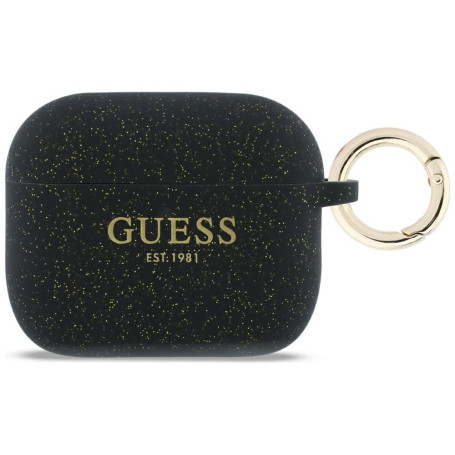 CG Mobile Guess Coque de protection en silicone à paillettes pour AirPods Pro 3 Noir