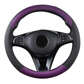 SFONIA Couvre Volant Voiture Caches de Volant en Cuir Artificiel Universel 37-38cm / 15" Antidérapant Respirant Durable (Violet)