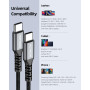 Câble USB C vers USB C 15cm 3 pièces, 65W Cable USB C Charge Rapide Court | Nylon Tressé,pour iPhone 17 16 15 Série,Galaxy S25 S