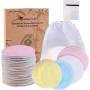 Tampons Démaquillants fibre de bambou丨disques coton demaquillant lavable丨16pcs+ 2 Sac de lavage丨Matériau en fibre de bambou soup