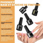Phoenixy Vernis Semi Permanent 60PCS Vernis Gel UV Semi Permanent | 54 Couleurs Kit Ongle Gel pour Débutants avec Base et Top Co