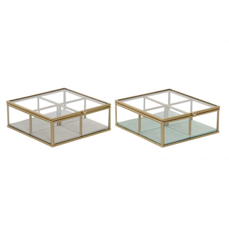 Boîte à bijoux DKD Home Decor Verre Métal Aluminium (15 x 15 x 5,5 cm) (2 Unités 51,99 €