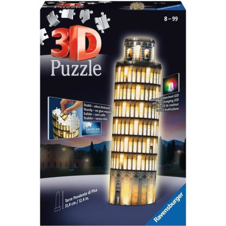 Puzzle 3D Tour de Pise illuminée - Ravensburger - Monument 216 pieces - 45,99 €